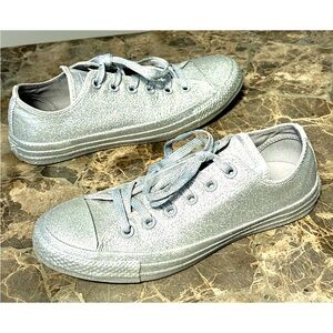 Converse Chuck Taylor All Star Sneakers Silver Glitter Y2K Men's 6 Women's 8